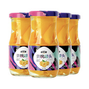 欢乐家黄桃罐头252gX4罐玻璃瓶装新鲜糖水黄桃罐头水果整箱