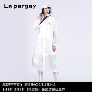 Lapargay纳帕佳2023雪纺衬衫女长款设计感小众连帽长外套薄款