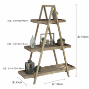 速发美式乡村复古怀旧实木，展架花架书架，隔板置物架博古架阶梯陈列