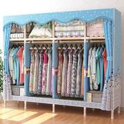 衣柜简易组装加粗实木，布衣柜(布衣柜)加固衣柜，家用卧室出租房衣橱收纳衣架