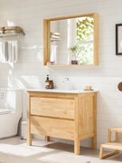 北欧实木浴室柜日式原木卫生，加厚漱台卫浴柜洗手盆，柜组合落地柜