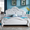 纯实木欧式法式床榆木雕花双人1.8米卧室大床白色开放漆公主