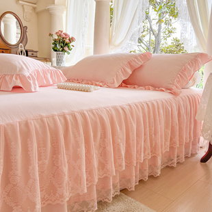 公主床罩床裙式单件，蕾丝花边欧式1.5m1.8x2.0米2.2床套防滑保护套