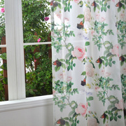 简约飘窗美式田园花卉，蝴蝶窗纱植物窗帘纱帘成品，加工免打孔挂钩