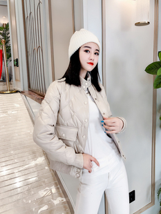 2021年秋冬季短款菱格羽绒棉服女洋气外套薄款韩版显瘦修身小棉衣