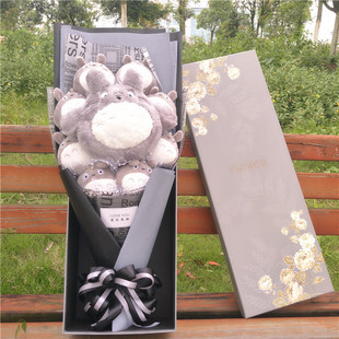 宫崎骏龙猫礼盒花束个性卡通公仔，布娃娃花女友生日情人节礼物
