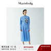 同款玛丝菲尔连衣裙秋冬季天蓝色条纹长袖衬衫裙