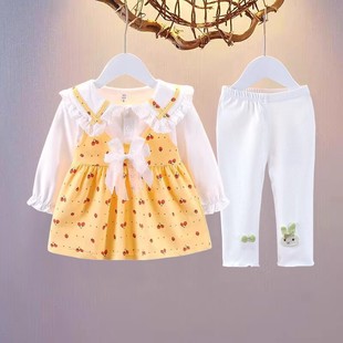 女童连衣裙0-1岁2春秋款婴幼儿裙子宝宝套装秋装碎花公主裙两件套