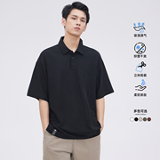 HomePanda黑色短袖polo衫男夏季宽松美式高端休闲翻领t恤上衣
