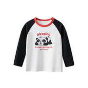 2024春秋韩版童装假两件熊猫打底衫儿童上衣宝宝男童长袖t恤