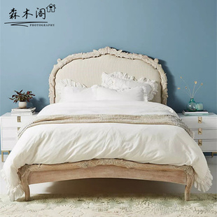 法式实木手工雕刻1.8米2米公主，床美式乡村做旧橡木婚床复古双人床