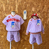 速干面料韩国ins童装春夏男女童，兔子紫色v领长袖短袖t恤儿童短裤