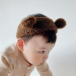 韩版ins婴儿男女拍照百天周岁宝宝泰迪熊可爱兔耳朵发圈发带发饰