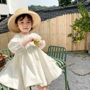 韩国童装2024春季公主裙，蓬蓬连衣裙宝宝，裙子生日宫廷仙女童裙纯色