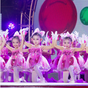 儿童舞蹈一双小小手表演服小荷风采舞台演出服，女童蓬蓬粉可爱纱裙