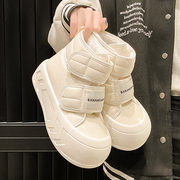 厚底雪地靴大头鞋女款2023冬季松糕底加绒加厚包跟棉鞋面包鞋