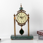 美式座钟客厅创意台式台钟金属静音时钟复古装饰摆件现代简约钟表