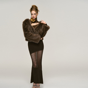 ginger4muggle原创设计感镂空毛绒，针织半裙性感，显瘦透视网纱裙