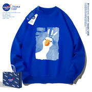 NASA联名克莱因蓝卫衣男女款2023春秋季圆领宽松情侣装外套潮