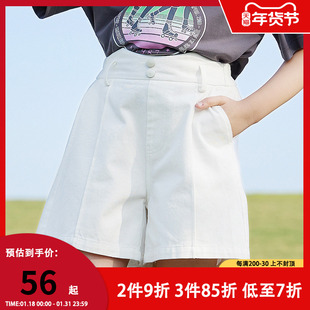 女童短裤2023夏装，儿童休闲裤夏季大童米色，裤子童装纯棉运动裤