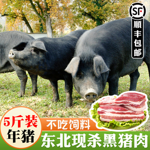 黑猪肉新鲜正宗东北农家，笨土猪肉五花肉带皮肋排骨生鲜猪蹄散养