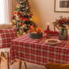 圣诞格子雪花桌布印花长方形茶几布圣诞节装饰餐桌布氛围感背景布