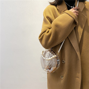斜挎包女包珍珠贝壳，包包2021韩版潮透明包ins小包包女手提包