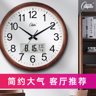 康巴丝静音挂钟客厅万年历(万年历)现代时钟简约挂表北欧创意家用石英钟表