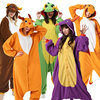 万圣节成人卡通动物装扮连体衣，中国龙紫恐龙圣诞，鹿男女人偶演出服