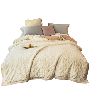奶白色毛毯被套两用冬季加厚款冬天春秋，单人双人绒毯子床上用盖毯