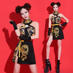 中国风舞台表演旗袍DS演出服装性感女团年会开场舞现代舞蹈服