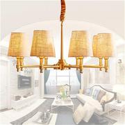 创意个性全铜美式简约田园吊灯客厅灯亚麻布艺餐厅灯温馨卧室灯具