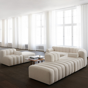 北欧现代模块沙发意式简约网红钢琴键沙发，创意设计师弧形沙发组合