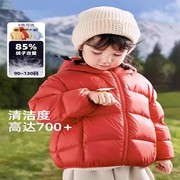 儿童新年羽绒服宝宝冬季外出外套过年红男童女童纯色简约上衣
