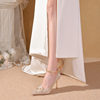 爱丽拉水晶婚鞋女婚纱，两穿2023秋冬绑带，新娘高跟鞋小众高级感