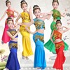 六一儿童民族舞蹈，服孔雀舞演出服装女童，少儿傣族鱼尾裙肚皮舞长裙