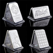 外贸外国银行纪念币，块镀银块创意纪念币工艺品，镀银条浮雕装饰