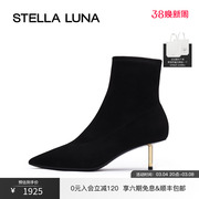 STELLA LUNA女鞋秋冬短靴时尚香烟跟细跟显瘦短筒靴尖头女靴子