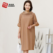 韩国夏季中年女装连衣裙堆堆，领时尚妈妈，装裙子五分袖薄款opb3063