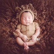 婴儿童摄影动物狮子造型针织毛衣新生儿宝宝满月百天拍照套装