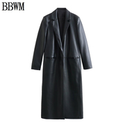 bbwm欧美女装时尚，中长款仿皮大衣外套1255749800