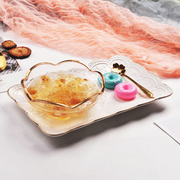 。少女心碗可爱日式金边玻璃碗，透明套装家用个性水晶银耳汤碗盅燕