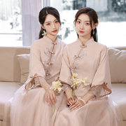 伴娘服中式2022冬季姐妹团装结婚礼服