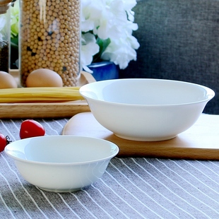 景德镇纯白色家用骨瓷碗小碗鱼翅碗陶瓷餐具米饭碗微波炉中式面碗
