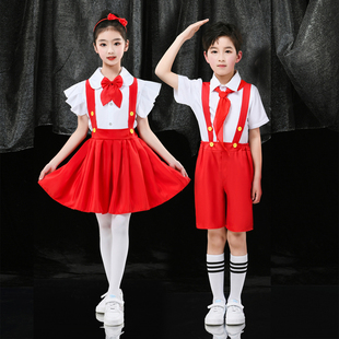 儿童合唱朗诵表演服音乐口才小学生红领巾背带演出服幼儿园舞蹈裙
