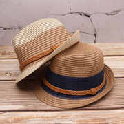 夏天礼帽韩版男女太阳帽遮阳防晒帽沙滩，海边英伦爵士亲子草帽子