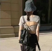  韩国东大门statement女士时尚性感后背镂空短袖T恤