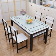 家用钢化玻璃双层餐桌椅子组合小户型现代简约4人6人吃饭桌子轻奢
