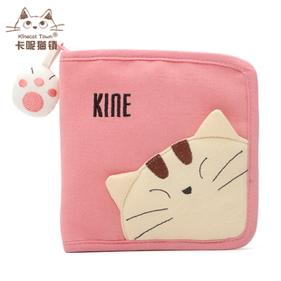 日本设计kine猫纯棉布艺拼布可爱卡通女式休闲百搭短款钱包卡包