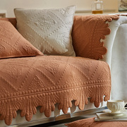 欧式高档全棉沙发垫四季通用防滑盖，巾绗缝垫纯棉北欧纯色飘窗坐垫